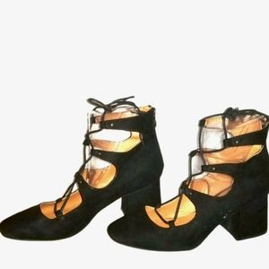 H&M Block Heel Lace Up Ballet Shoes Size 9.5